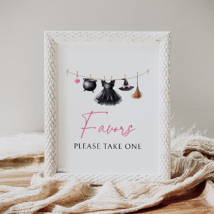 Affiche Pancarte de faveurs de Baby Shower sorcière d'Hall