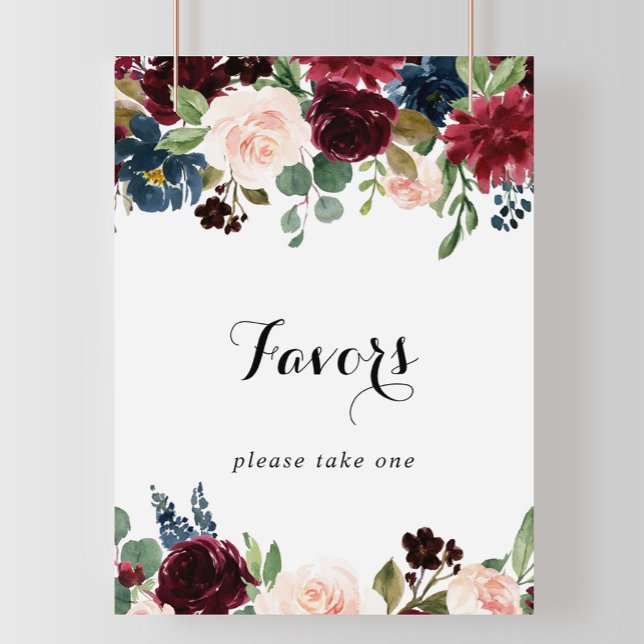 Affiche Pancarte de faveurs de calligraphie de Bourgogne r (Créateur téléchargé)