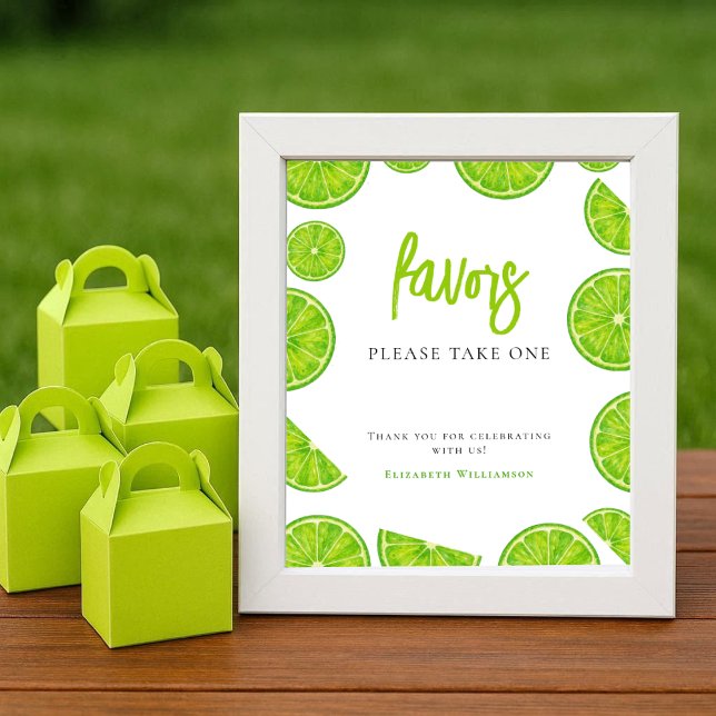 Affiche Pancarte de faveurs de mariage lime vert Main Sque (Créateur téléchargé)