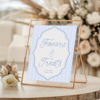 Pancarte de faveurs et de friandises rayée bleue v