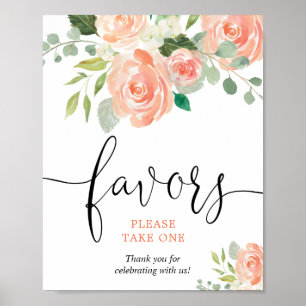 Affiche Pancarte de faveurs floraux de verdure de pêche, p