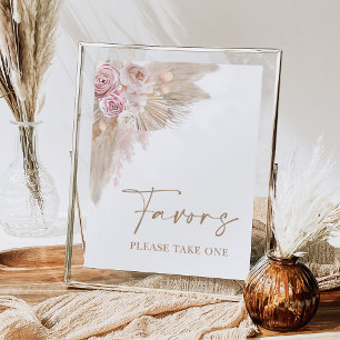 Affiche Pancarte de Favors Floral Boho Blush Pampas pour E