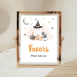 Affiche Pancarte de Favors Halloween Little Boo Orange