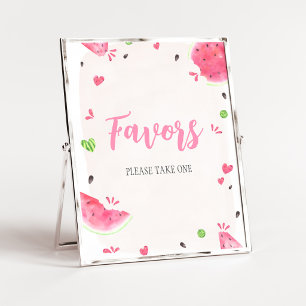 Affiche Pancarte de Favors pour Baby Shower Fille Pastèque