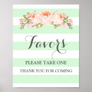 Affiche Pancarte de Favors pour Baby Shower Fleurs de Ment