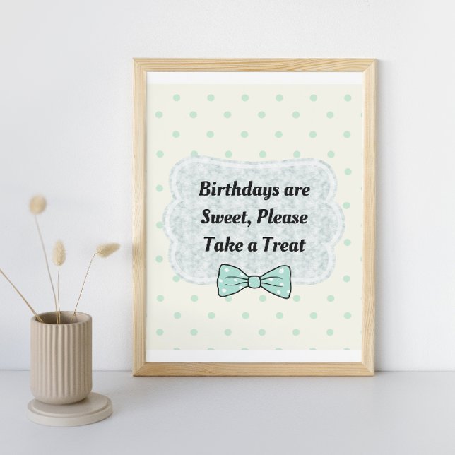 Affiche Pancarte de fête avec nœud papillon bleu mignon (Créateur téléchargé)