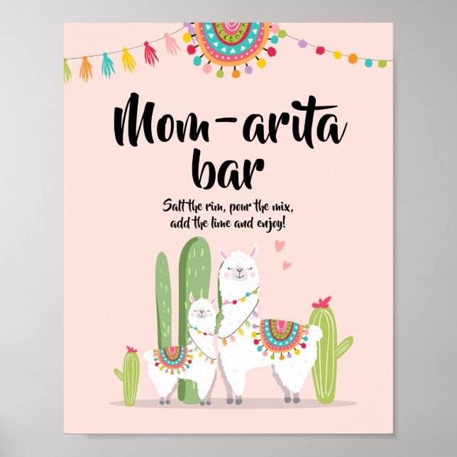 Affiche Pancarte de fête de bébé lama pour Mère-garita Mar (Devant)