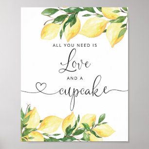 Affiche Pancarte de Fête de Fiançailles au Citron Amour et
