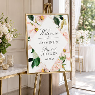 Affiche Pancarte de Fête de Fiançailles aux Hortensias Ros