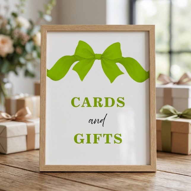 Affiche Pancarte de Fête de Mariage avec Nœud Vert Citron  (Créateur téléchargé)