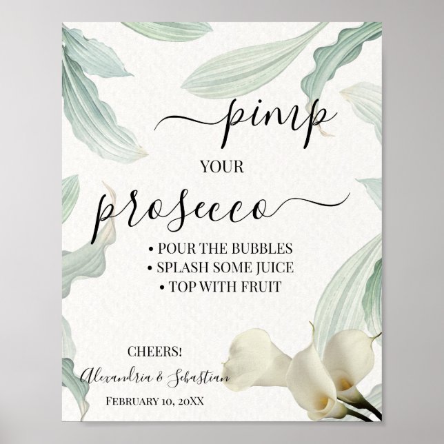 Affiche Pancarte de fête de mariage Calla Lily Pimp your P (Devant)
