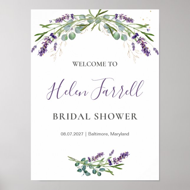 Affiche Pancarte de Fête de Mariage Fleurs d'Eucalyptus La (Devant)