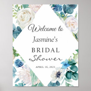 Affiche Pancarte de Fête de Mariage Florale Vert Sauge Ble