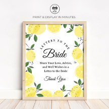 Pancarte de fete de mariage "Lettres à la mariée" 