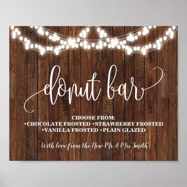 Affiche Pancarte de fête de mariage occidental Donut Bar (Devant)