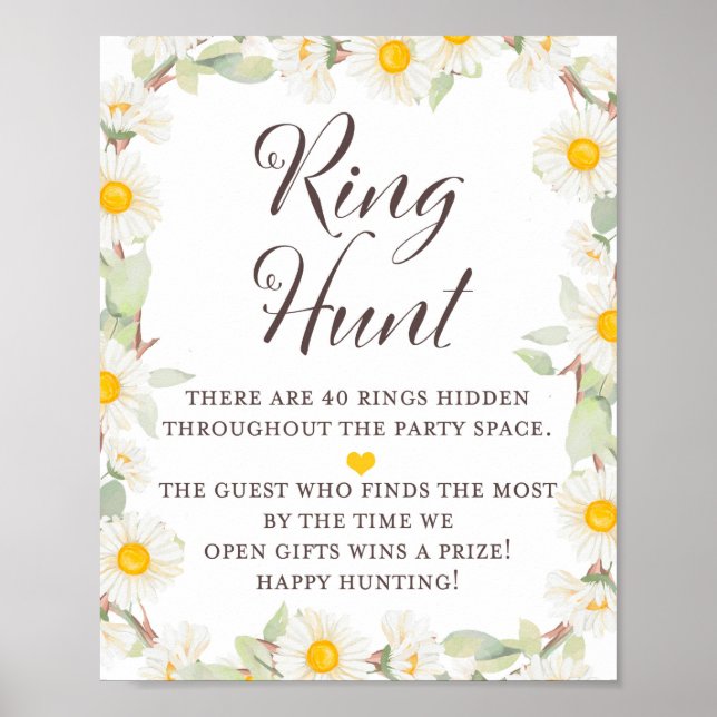 Affiche Pancarte de Fête de Mariage Thème Daisy de Printem (Devant)