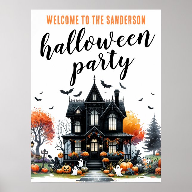 Affiche Pancarte de fête d'Halloween pour maison hantée po (Devant)