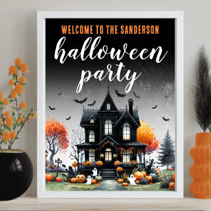 Affiche Pancarte de fête d'Halloween pour maison hantée po