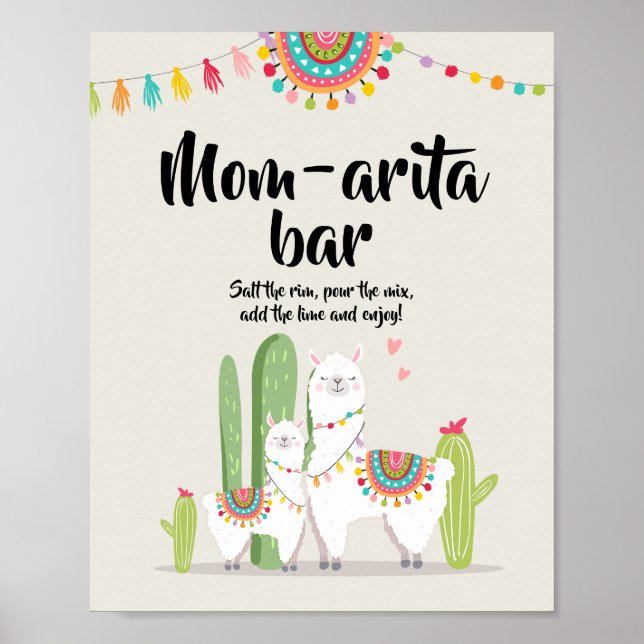 Affiche Pancarte de fête prénatale pour lama de Mom-arita  (Devant)