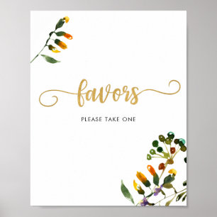 Affiche Pancarte de fleurs sauvages 'PRENEZ-EN UN'