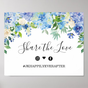 Affiche Pancarte de hashtag de mariage avec verdure d'hort