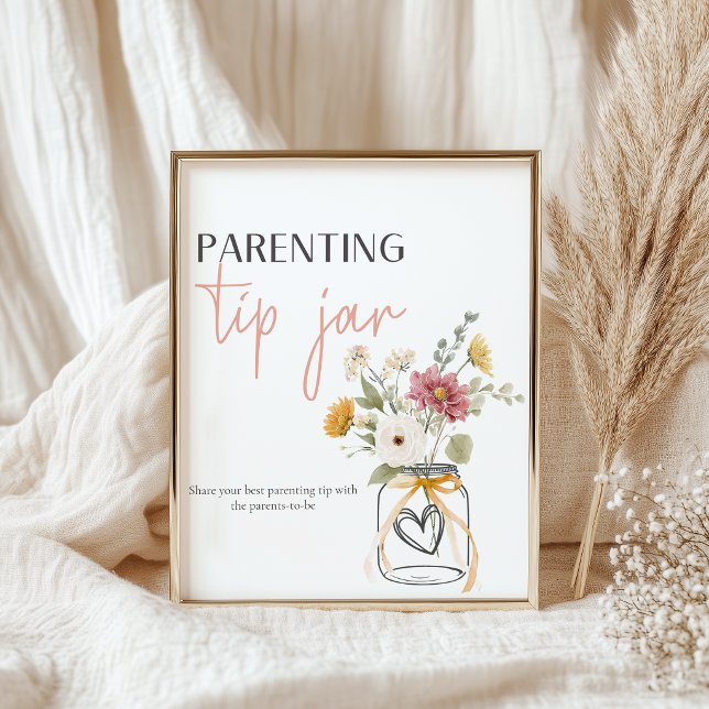 Affiche Pancarte de jarre à conseils de parenting Fleurs D (Créateur téléchargé)
