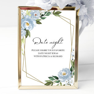 Affiche Pancarte de jarre de soirée en date florale bleu p