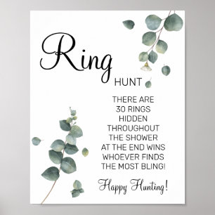 Affiche Pancarte de jeu de baby shower Eucalyptus Ring Rin