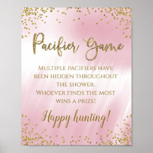 Affiche Pancarte de jeu de baby shower pour tétine en or r