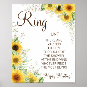 Affiche Pancarte de jeu de baby shower "Sunflower Ring Rin