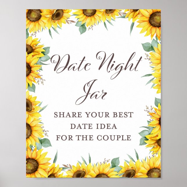 Affiche Pancarte de jeu de Baby Shower Thème Tournesol (Devant)