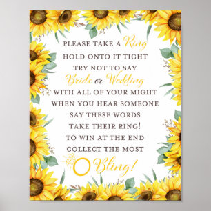 Affiche Pancarte de jeu de baby shower thème tournesol