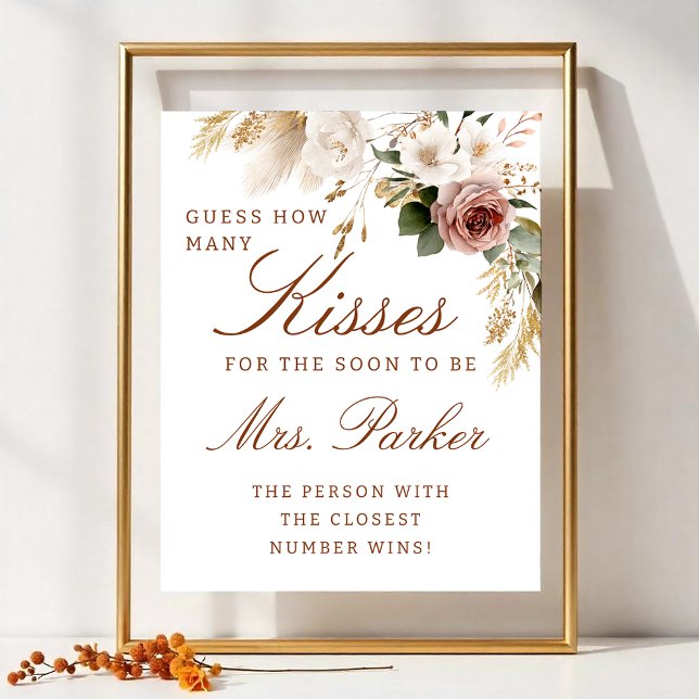 Affiche Pancarte de jeu de devinette de baisers pour une d (How many kisses bridal shower game - Hershey Kisses in a jar)