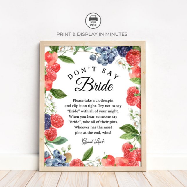Affiche Pancarte de jeu de douche nuptiale Berry "Ne dites (Créateur téléchargé)