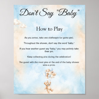 Affiche Pancarte de jeu de douche pour bébé 'Nounours N' d