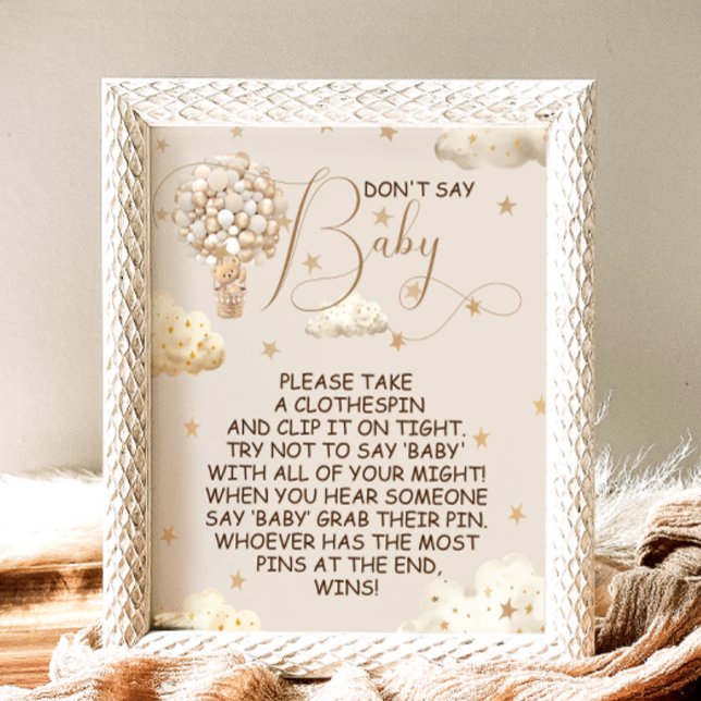 Affiche Pancarte de jeu Ne dites pas bébé Ballons Boho Our (Créateur téléchargé)