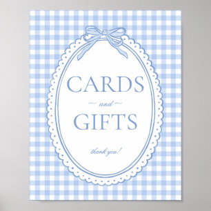 Affiche Pancarte de la société Blue Gingham Coquette Bow C