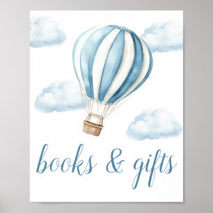 Affiche Pancarte de livres et cadeaux pour bébé Shower Blu