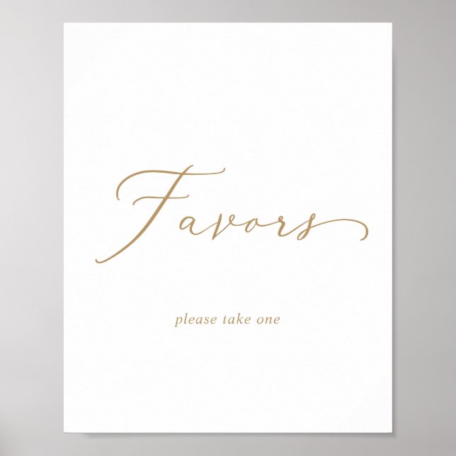 Affiche Pancarte de mariage à calligraphie dorée délicate (Devant)