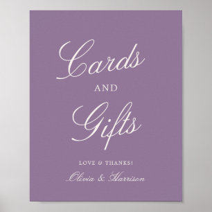 Affiche Pancarte de mariage à calligraphie mauve pour cart