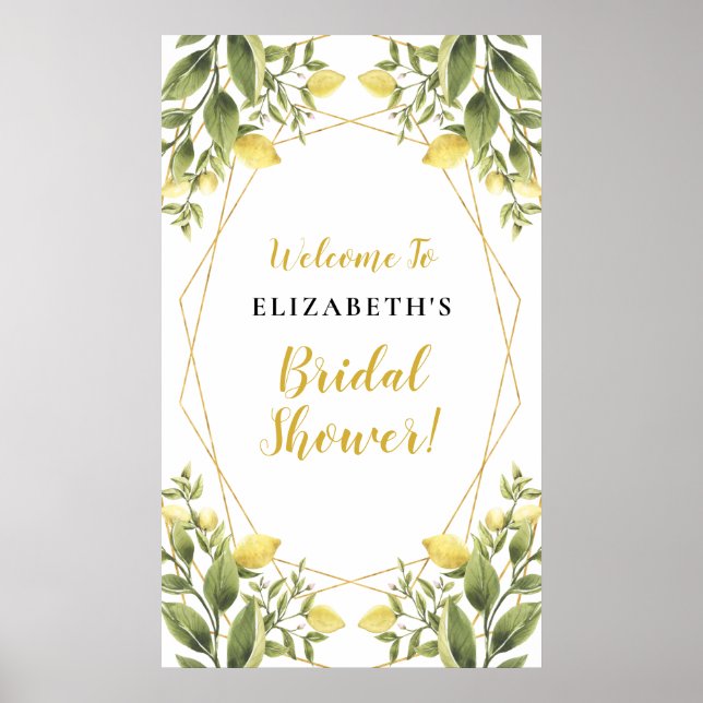 Affiche Pancarte de mariage avec cadre géométrique de verd (Devant)