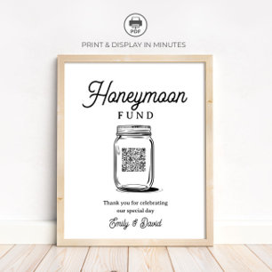 Affiche Pancarte de mariage avec code QR pour le pot de fo