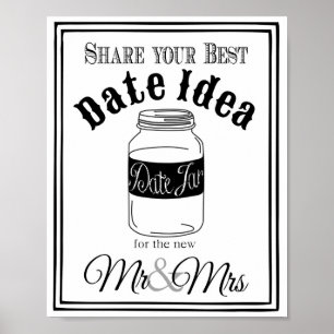Affiche Pancarte de mariage avec un pot de date