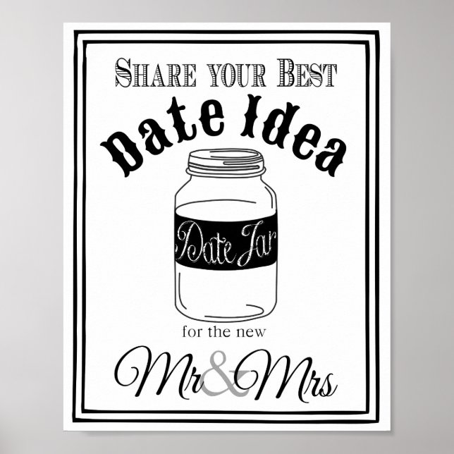 Affiche Pancarte de mariage avec un pot de date (Devant)