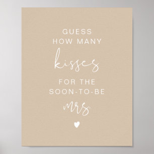 Affiche Pancarte de mariage beige Bohème INDIE Devinez com