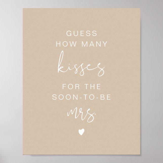 Affiche Pancarte de mariage beige Bohème INDIE Devinez com (Devant)