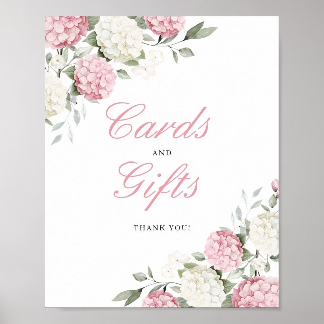 Affiche Pancarte de mariage Cartes et Cadeaux Hydrangea Ro (Devant)