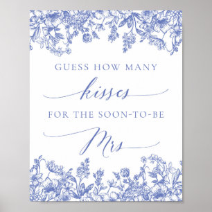 Affiche Pancarte de mariage devinez combien de baisers Fle