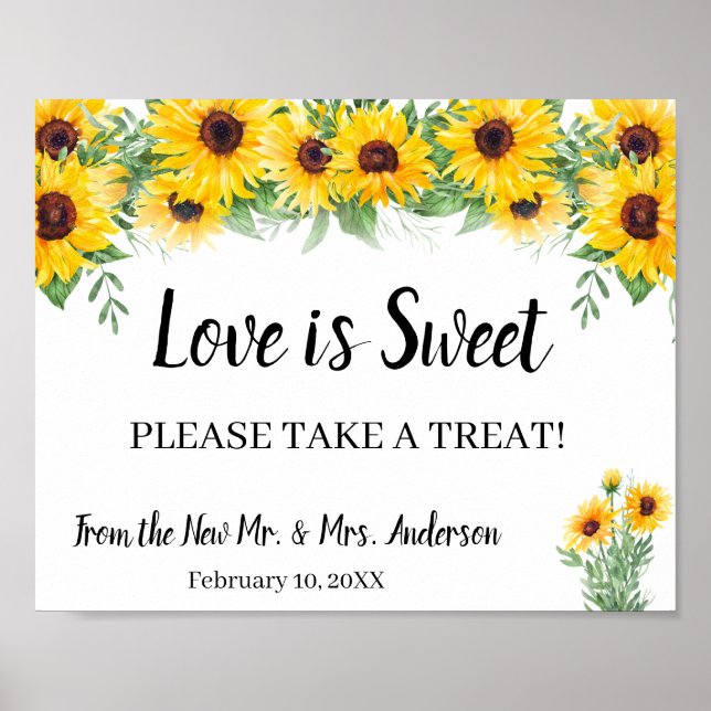 Affiche Pancarte de mariage Fête de mariage Sunflower Take (Devant)