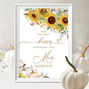 Affiche Pancarte de Mariage Fleur de Tournesol Combien de
